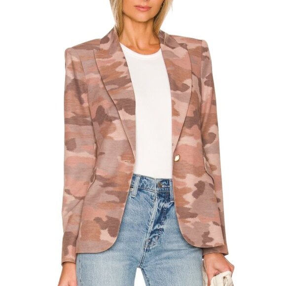 L'AGENCE Jackets & Blazers - L'AGENCE 'Chamberlain' Camouflage-Print Blazer Jacket, Nude/Dusty Pink
